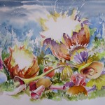 Chou-fleur électrique,web, aquarelle, 32x41cm,2014