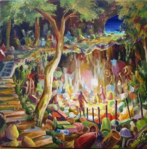 La rencontre, huile sur toile, 30x30 cm, 2017