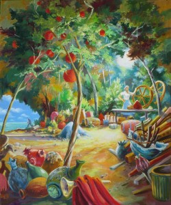 L'horlogère, huile sur toile 46 x 38 cm, 2017
